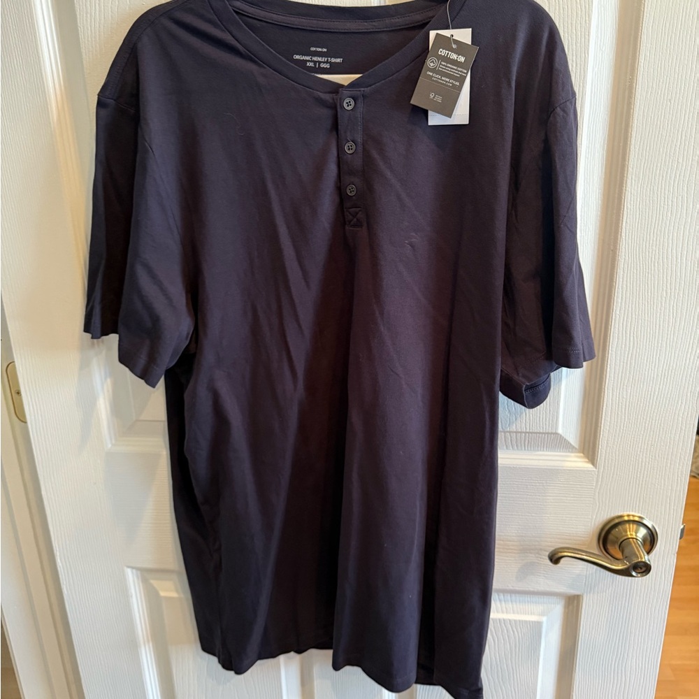 Cotton On Men's Navy Short Sleeve Henley